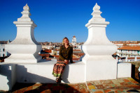 Christi enjoys the colonial architecture of Sucre, Bolivia