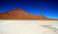 Mts. Juriques and Licancabur from Laguna Blanca, Eduardo Abaroa Andean Fauna National Reserve, Southwest Bolivia