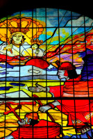 Stain glass window, Our Lady of Copacabana, Bolivia
