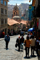 Steep cobbled streets at 12,000 feet, La Paz, Bolivia