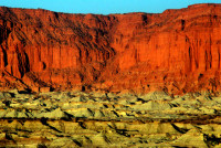 Ischigualasto Provincial Park glows at sunset