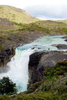 Salto Grande (Christi poses precariously), Torres del Paine National Park, Chile