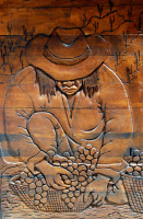 Wood carving, Bodega Nanni, Cafayete, Argentina