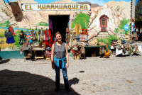 Christi shopping in Humahuaca, Argentina