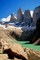 The eponymous towers on a clear day, Torres del Paine NP, Chile
