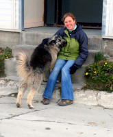 Christi finds yet another dog to befriend, Ushuaia, Argentina