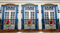 Festively decorated, colonial-style balcony, Ouro Preto, Brazil