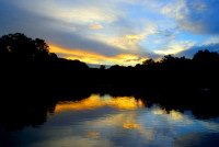 Glorious sunset over the Amazon, Mamirauá Sustainable Development Reserve, Brazil