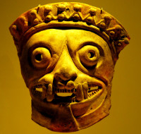 Clay mask, Museo del Oro, Bogota, Colombia