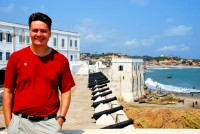 Battlements and fishing boats, Cape Coast Castle, Ghana, West Africa