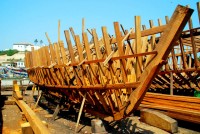 Traditional boat building, Elmina, Ghana, West Africa