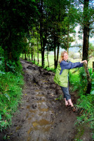A smelly fate awaits if Christi slips, Valle de Cocora, Colombia