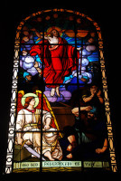 Stain glass window, Iglesia de Santo Domingo, Old Town Cartagena, Colombia
