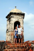 Rod and Christi on the ramparts in Cartagena, Colombia, South America
