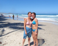 Girls posing on the beach on New Year's Day, Margarita Island, Venezuela