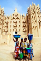 The beautiful mud mosque at Ngongme, Niger River, Mali, Africa