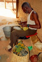 Traditional drum-making, Bobo-Dioulasso, Burkina Faso, Africa