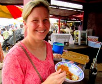 A more conventional lunch than roasted fruit bat, Kejetia market, Kumasi, Ghana, Africa