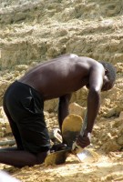 Fixing the propeller, Niger River, Mali, Africa