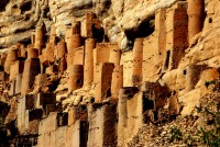 Tellem cave dwellings, village of Ireli, Dogon Country, Mali, Africa Tellem cave dwellings, village of Ireli, Dogon Country, Mali, Africa