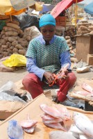 Descaling fish, Kejetia market, Kumasi, Ghana, Africa