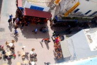 Essaouira medina from our rooftop breakfast spot, Morocco, Africa