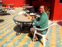 Breakfast on the rooftop of the Dar Mounia hotel, Medina, Essaouira, Morocco, Africa