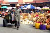 Wheelbarrow power, Marrakesh souq, Morocco, Africa