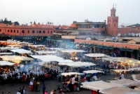 Food stalls, Djemaa el-Fna, Marrakesh, Morocco, Africa