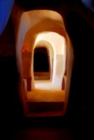Spooky hallways of Ksar Hadada hotel, Tunisia, Africa