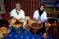 Extracting argan oil, perfumery, Fes, Morocco, Africa