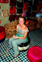 Recovering in the leather shop after experiencing the tannery (yet more mint!), Fes el Bali, Fes, Morocco, Africa