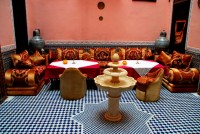 Courtyard, riad Khouloud, Fes, Morocco, Africa