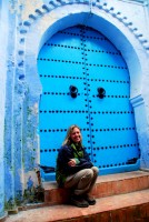 Christi wants a blue door for Christmas, Chefchaouen medina, Morocco, Africa