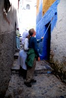 Painting the town blue, Chefchaouen medina, Morocco, Africa