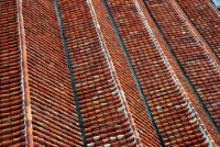 Red roofing tiles, Plaza Uta el-Hammam, Chefchaouen, Morocco, Africa