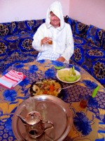 Lunch with our driver, Mohamed, at his home in El-kelaa M’Gouna, Morocco, Africa