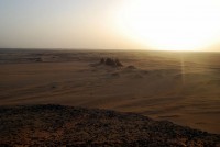 The pyramids of Napata from the summit of Jebel Barkal, Karima, Sudan, Africa
