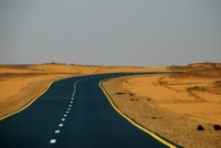 Brand new road through the desert of Northern Sudan