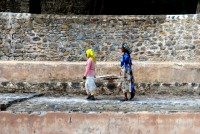 Workers, Fasiladas' Baths, Gondar, Ethiopia, Africa