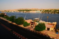Nile River with Elephantine Island in the background from Horus Hotel, Aswan, Egypt, Africa Nile River with Elephantine Island in the background from Horus Hotel, Aswan, Egypt, Africa