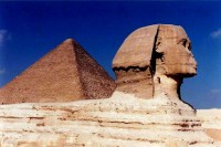 The sphinx and Cheops pyramid, Giza, Egypt, Africa