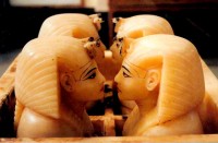 Canopic jars, funerary accoutrements of Tutankhamun, Egyptian Museum, Cairo, Egypt, Africa