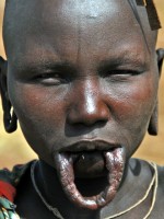 Mursi woman without lip disc, Omo valley, Ethiopia, Africa