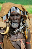 Mursi woman with lip disc, Omo valley, Ethiopia, Africa