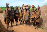 Mursi village, Omo valley, Ethiopia, Africa