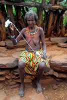 Preparing cotton fibers for weaving - Konso style, Konso village of Gamorle, Southern Ethiopia, Africa
