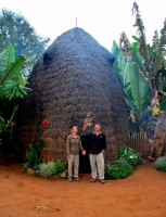 Christi, Rod, and the elephant head, Dorze village, southwest Ethiopia, Africa