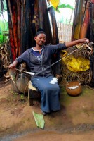 Preparing cotton for weaving, Dorze village, southwest Ethiopia, Africa
