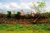 Walled compound of a Konso village, Southern Ethiopia, Africa